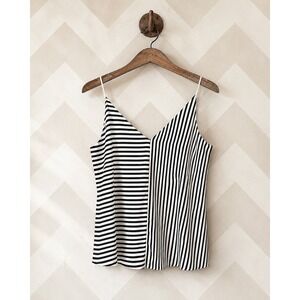 End of Summer Sale Express Black and White Striped V-Neck Cami Tank